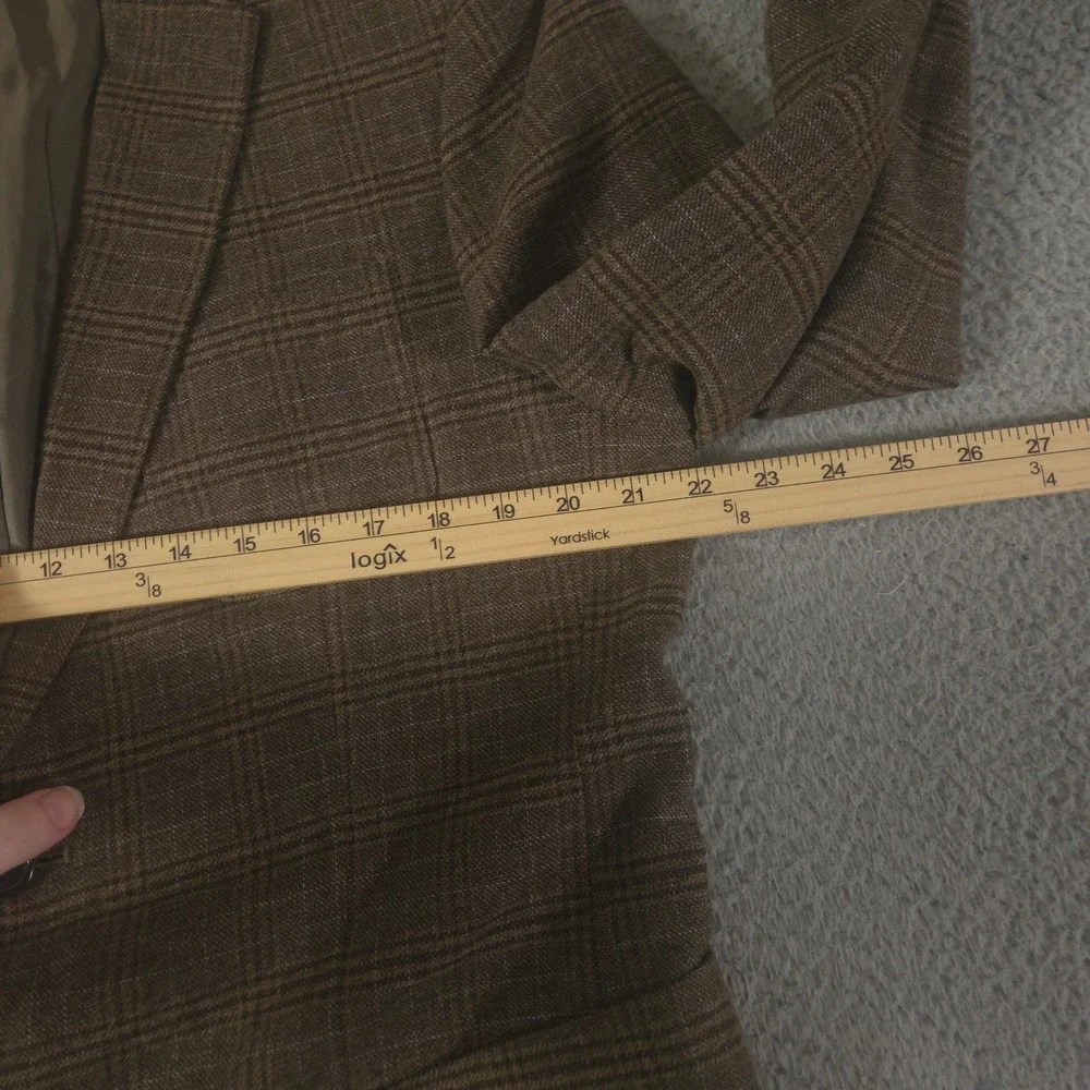 Banana Republic Blazer Mens 42R Brown Slim Italian Cotton Plaid Surgeons Cuff
